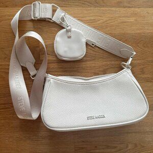 ✨ Steve Madden White Crossbody Bag with Grommet Detailing & Mini Coin Pouch